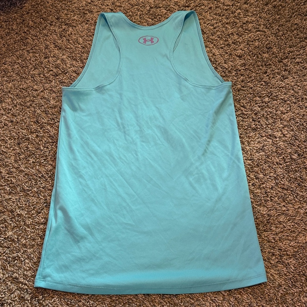 Under Armour Aqua Tank with Pink Logo - Picture 3 of 3